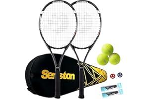 Senston Racchette da Tennis Professionali da 27" (68,5 cm), per 2 Giocatori, con copertura, overgrip da tennis, smorzatore di vibrazioni