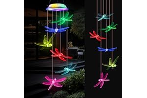 NINONLY Solar Windspiel für Draußen, Libelle Licht, Wasserdicht für Garten, Solarbetriebenes Hängend Deko, Farbwechsel Muttertagsgeschenk