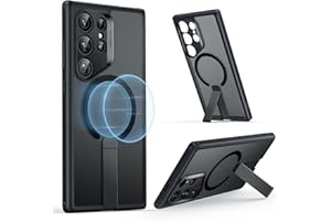 ESR Etui do Galaxy S24 Ultra 2024 z podpórką, kompatybilne z MagSafe i HaloLock, magnetyczne etui do Galaxy S24 Ultra 2024, 3 tryby stojaka, ochrona klasy wojskowej, matowa czerń