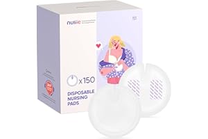 Nuliie Highly Absorbent Ultra Thin Disposable Breastfeeding Pads, Leakproof and Breathable Breastfeeding Pads, Discreet with Invisible Seat, Individually Wrapped, Pack of 150