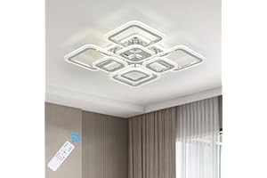 Qcyuui Modern Ceiling Light, Acrylic Flush Mount Led Ceiling Lights, Nordic Chandeliers with 8 Rectangles Lighting Fixture, 100W Chandelier Ceiling Lights Living Room Bedroom Dining Room Kitchen