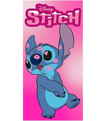 Serviette De Plage Stitch Enfant - 70x140cm - 100% Coton - Lilo Et Stitch - OEKO-TEX - Idée Cadeau Vacances