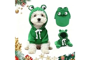 YISKY Disfraz de Navidad para Perros,Ropa de Mascotas Perro,Traje De Perro De Rana para Navidad,Ropa En Forma De Rana para Perros,Divertido Sudadera para P-erros,Capucha para Disfraz N-avidad P-erro (M1)