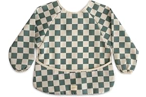 Mushie śliniaczek z długim rękawem dla niemowląt | Wodoodporny śliniaczek dziecięcy z rękawami | Regulowane dopasowanie dla 6-24 miesięcy