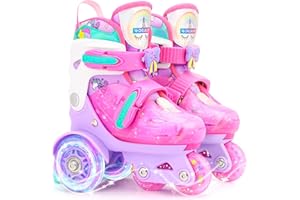 4-PEJIIJAR Patines Niñas Unicornio Dinosaurio Sirenita Patines Ajustables Patines 3 Ruedas con Ruedas Luminosas para Niñas Niños Principiantes Cumpleaños