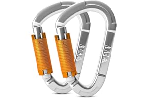 RIGINADO Karabiner Klettern Kletterausrüstung,3 Stück UIAA-Zertifiziert 25KN Auto Locking Kletterkarabiner Clips für Hängematten, Schaukel, Locking Hundele