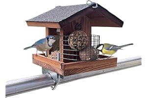 STAFECO® Vogelfutterhaus Vogelhaus für Balkon wetterfest Futterhaus Handarbeit Gartenvögel im Garten Balkonhalterung mit Einer Größe von 30 bis 60 mm. (Braun)