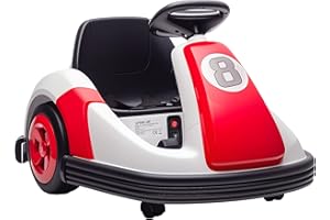 AIYAPLAY Kids Bumper Car, Electric Ride-on, 6V 360-Degree Spin Waltzer Car with Dual Motors, Music and Horn for Kids Ages 3-8 Years, Red