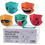 JIOJIG Maschere Monouso Bambini Colorati 3 Strati Certificati CE Respiratori Bambini Maschere Multiple Espressioni Motivo Mas