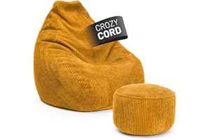 ‎LUMALAND Lumaland Relax Set Cord – Sitzsack Giant + Pouf | Besser als Sofa, Sessel & Co. | XXL Bean Bag + Sitzpouf Hocker mit Füllung (EPS Perlen) für Indoor | Bodensofa für Wohnzimmer, Schlafzimmer & Gaming