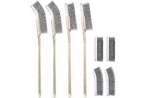 Mini Spazzole Metalliche,Xiuyer 8Pcs Acciaio Inox Spazzole Metalliche Set Forte Robusto Curvo Diritto Professionali per Pulizia Scorie Saldatura Ruggine Polvere