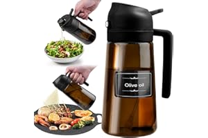 CUESVAP Spruzzino Olio per Friggitrice Aria 470ml, Protezione dalla Luce, 2 in 1 Vaporizzatore Nebulizzatore Oil, Oliera Spray Dispenser da Cucina, Accessori Cucina