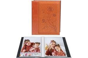 Miaikoe Mini Album Photo 10x15 Pack de 2, Chacun Contenant 50 Photos Verticales, Coulissant top Loading Albums de mariage de Famille 10x15cm (Le Brun)