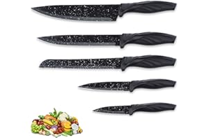 Pleafind Knife Set, 5-Piece Stainless Steel Kitchen Knives, Professional Kitchen Knife Sets Include Chef Knife, Utility Knife, Paring Slicing Bread Knife, Set of Kitchen Knives, Dishwasher Safe