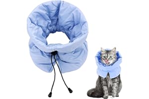 BUKYCAT Collar de Recuperación para Gatos, Collar Protector para Gatos, Collar Isabelino Protector, Suave Ajustable Collar Isabelino para Gatos, para Gatos Gatitos Evita Que se Laman (Azul Claro, S)