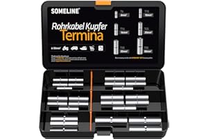 SOMELINE® Capicorda Elettrici in Rame Stagnato - Terminali Occhiello Crimpare T serie - Connettori Anello - 6 mm²-50 mm² Capicorda in Rame Stagnato ad Anello,Capicorda Elettrici Occhiello