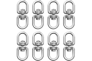 luvtree 8PCS M4 Stainless Steel Universal Swivel Eye Hook –Multi-Purpose Connector for Boats, Pets & DIY Projects，Multi-Purpose Hanging Hook
