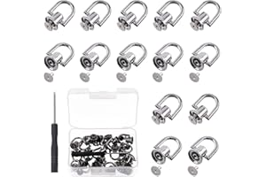 Mardatt 41Pcs D Ring Rivets with Screwdriver, 360 Degree Rotation Ball Studs Rivets Ball Post Head Buttons Stud Screw Buttons Rivets for DIY Leather Purse Hardware(Gun Black)