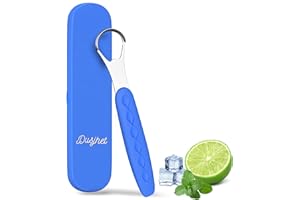 DUSJHET Tongue Scraper Cleaner for Adults & Kids Pack, Medical Grade Stainless Steel Tongue Brush Set, Oral Self Care for Bad Breath, Tongue Scraping with Travel Case (1pcs)