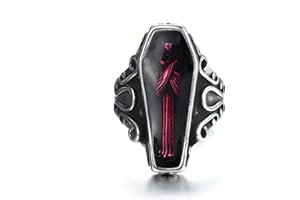 GTHIC Vintage Coffin Shape Vampire Ring Gothic Rings for Men Women Stainless Steel Statement Biker Rings Jewelry Gift Size 6-14