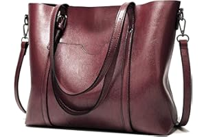 Aileese Womens Handbags Soft Leather Large Capacity Retro Vintage Top-Handle Casual Pocket Tote Shoulder Cross-Body Bags Coffee