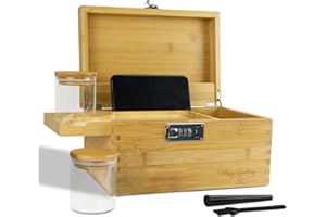 Viking Factory Large Bamboo Box Tray Set with Combination Lock Decorative Box for Home Storage Box -Premium Removable Tray and All Accessories