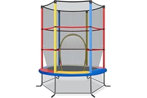 LIFEZEAL Trampolino Elastico per Bambini, per Interno, Esterno, Giardino, con Rete di Sicurezza, Tappeto Protettivo, Telaio in Acciaio, Salta, Jump, Regalo, Max 135kg