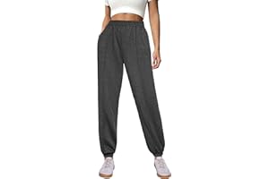 Demegimi Pantaloni Sportivi Donna a Vita Alta Pantaloni della Tuta Donna in Cotone con Tasche Pantaloni Jogger Leggeri per Jogging Fitness Sport Yoga