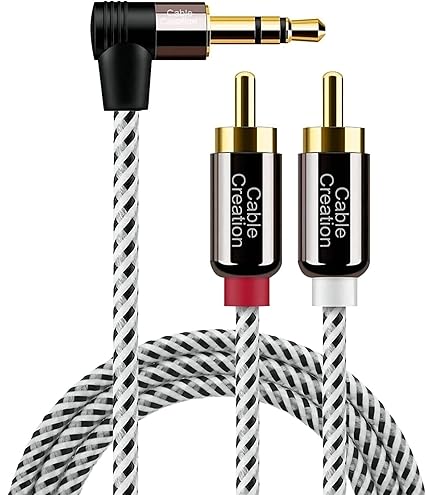 InLine Audio-Kabel 5m – 2x Cinch (RCA) Auf 3,5mm Klinke | Vergoldete Stecker, Weißes Kabel | Für Verstärker, PC, MP3-Player