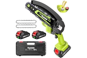 Supstable Mini Chainsaw 6 Inch, Electric Chainsaw Cordless, Battery Powered Chain Saw with Oiler, 2pcs 2000mAh Batteries, Small Handheld Garden Saws for Tree Branch Wood Cutting, Gifts for Men Women