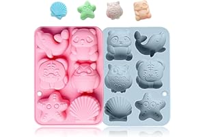 Honicemar Moule à Chocolat Animaux à 6 Cavités, Outils de Pâtisserie DIY Moule Chocolats Silicone pour Animaux de Dessin Animé, 2PCS Moules Silicone Antiadhésifs pour Gâteaux Gelée Glaces Bonbon