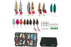 Fishing Lures Kit, MKNZOME Trout Bass Fishing Spinner Spoon Bait with Fishing Tackle Box Artificial Floating Lure Spinnerbaits Swimbaits for Mackerel Cod Pike Walleye Perch Fishing