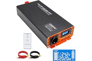 DATOUBOSS Inversor 24v a 220v 230V Onda Sinusoidal Pura 2000W Convertidor de Corriente Potencia Pico 4000W con Pantalla LCD, Transformador 12v 220v para el Hogar, RV, Camiones, Camping al Aire Libre