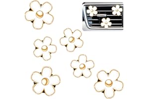 Frienda 6 Pcs Daisy Flower Air Vent Clip Air Freshener Outlet Clip Car Air Conditioning Clip Charm Car Inter Decor(White, 3 cm, 3.3 cm)