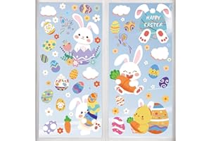 Glvomazty Pegatinas para Ventana de Pascua, Pascua Decoracion Vinilos para Ventanas Pegatinas para Ventanas de Conejo de Pascua de Doble Cara, para Hogar Oficina Puerta Ventana de Vidrio