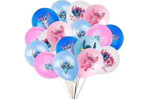 TMXKDSJ Ballons Stitch, 30 Ballons en Latex, Pour Fête D'anniversaire Enfant, Baby Shower, Diplôme, Noël, Fête à Thème Stitch, Non Toxique et Inoffensif, Sûr et Durable