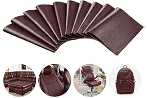 Yokuni Lot de 10 patchs autocollants en cuir synthétique imperméable 30 x 20 cm - Cuir synthétique autocollant pour meubles, canapé, sièges de voiture, sacs, réparation et rénovation du cuir (marron