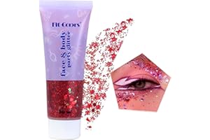 RUIBAVYA Glitter Body Gel Multicolore Corpo Viso Capelli Unghie Paillettes Glitter Holographic Chunky Glitter Festival Decorazione Glitter 50ml