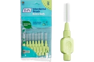 Scovolino TePe, Extra Soft, Verde, 0.8mm/ISO 5, 8pz, rimozione placca, pulizia interdentale efficace, filo dentale, per spazi larghi