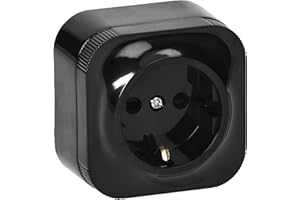 Miratic Enchufe Pared Schuko Toma de Corriente Pared IP20 Enchufe de Superficie Negro 16A/230VAC Duradero y Seguro para Uso Doméstico y Comercial