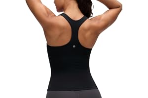 CRZ YOGA Women's Butterluxe Workout Tank Tops with Built in Bra Racerback Yoga Athletic Longline Sports Bra Crew Neck Top