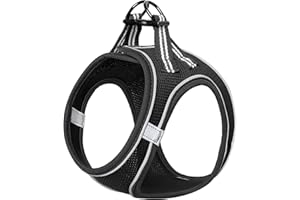 HEELE Arnés Chaleco Perro Pequeño Ajustable Suave Acolchado Cómodo para Viajar Pasear con Mascota Pequeña Cachorro Chihuahua, Negro, XS