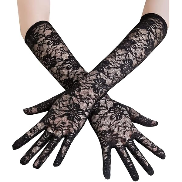 QEDBOJE Damen Fingerlose Spitze Handschuhe – Kurze Spitzenhandschuhe Mit Blumenmuster Für Hochzeit & Ball