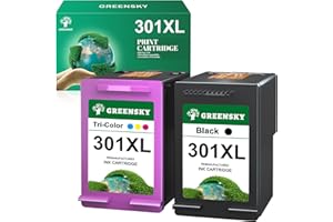 GREENSKY 301XL 301 - Cartuchos de Tinta remanufacturados para HP 301, Paquete Combinado Compatible con HP Deskjet 1000 1050 1510 2050 2510 2540 OfficeJet 2620 2622 Envy 4500 4502 5530 5532 301 Negro