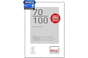 ‎DEHA DESIGN DEHA Design Bilderrahmen, 70 x 100 cm, Aluminium, Silber matt, Posterrahmen zum Aufhängen im Hoch- & Querformat, bruchsicheres Kunstglas, Tribeca