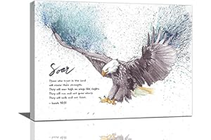 dollffey Weißkopfseeadler, Wandkunst, fliegender Adler, Wanddekoration, Bibelvers, Skripturen, Leinwanddrucke, gerahmt, modern, cooles Tiergemälde, Kunstwerk für Büro, Schlafzimmer, Badezimmer,