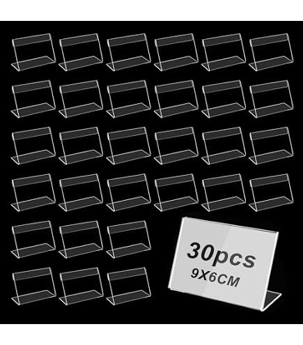 KiKiHong Lot De 30 Porte-Étiquettes Prix Acrylique Transparent Forme L 9x6cm - Présentoirs Pour Magasins Et Bureaux