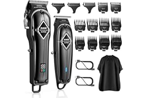 GLAKER Haarschneidemaschine für Herren + Haarschneider Kit, Akku-Friseur Professionelles Haarschneidemaschine Haarschneide-Set Bartschneider für Männer Frauen Kinder, Fading Clippers mit 13 Guards