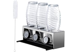 YIGII Flaschenhalter für SodaStream - Premium Abtropfhalter aus Edelstahl Abtropfständer mit Abtropfwanne für 3 SodaStream Crystal | Emil Flaschen