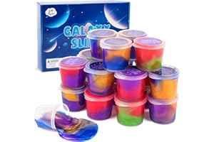 JAMDESDW Fluffy Slime Set, 16 Pack Galaxy Slime Kit DIY Schleim, Weich & Nicht-klebrig für Kinder, Poopsie Surprise Party Stressabbau Lernspiel Spielzeug, Putty Zum Selbermachen